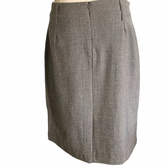 cAbi Sz 8 Straight Pencil Skirt Glen Plaid Brown & Blue Belt Loops Stretch #224M - Picture 5 of 8